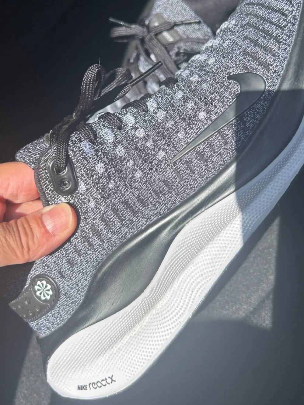 Nike Women's Black and Gray Knit Athletic Running Shoes